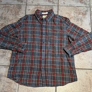 L.L. Bean Men's Plaid Button-Up Shirt - Gray & Red Size L